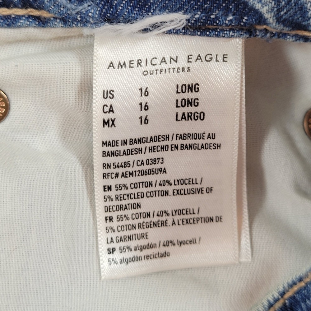 American Eagle Women's Jeans Super High Rise Baggy Wide Leg Size 16 Long Blue - Picture 10 of 11